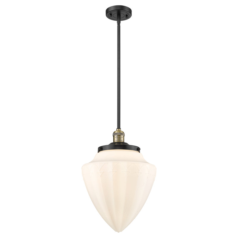 1 - Light Unique Geometric Pendant, Black Antique Brass, Matte White