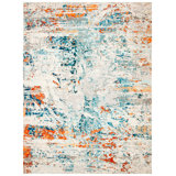 Felty Abstract Cream/Orange/Blue Rug