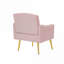 Fauteuil d'appoint compact rembourré en velours rose avec pieds en métal
