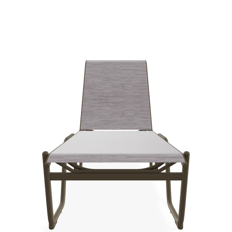 Chaise longue sans accoudoirs empilable en aluminium Gardenella, Fossile, Bois de plage