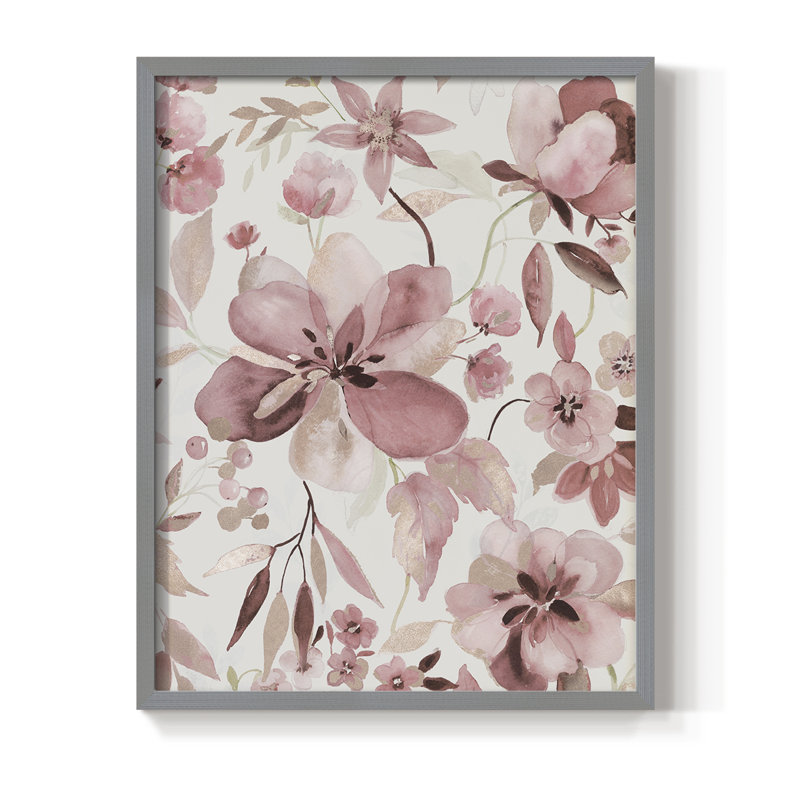 «Shimmering Blush I», reproduction encadrée - bois massif, H 30 po x l 24 po, Gris