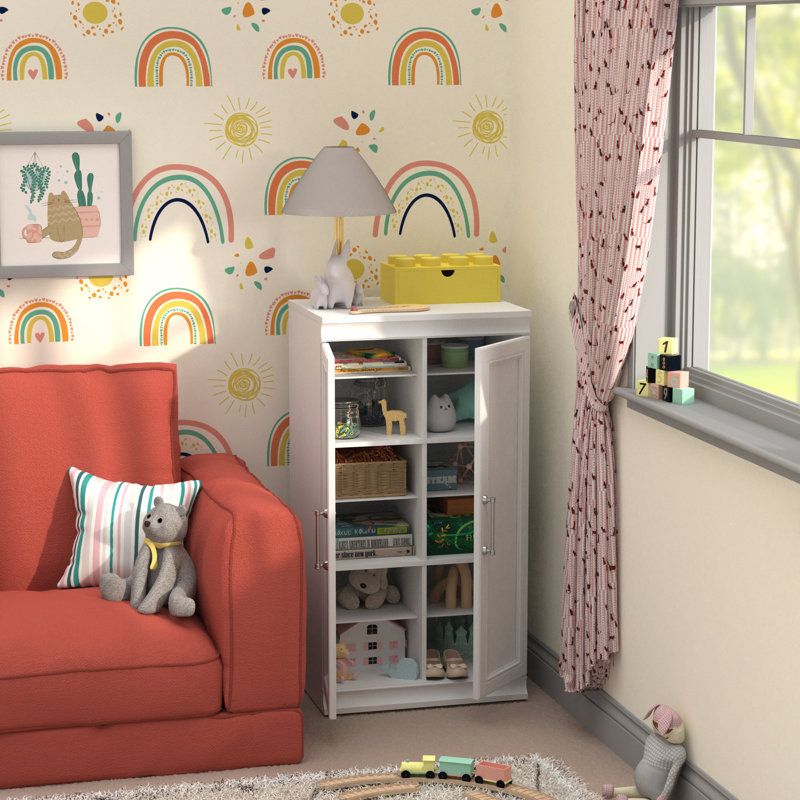 Armoire de rangement modulaire à 12 tablettes avec portes modulables l 21,38 po, Blanc