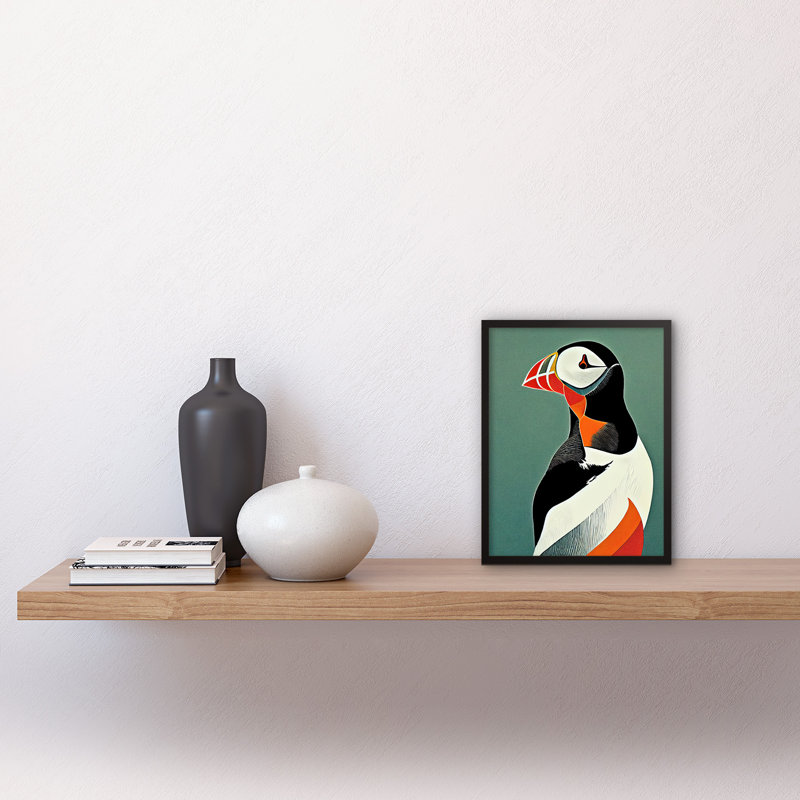 Bright Bold Atlantic Puffin Bird Portrait - Single Picture Frame Print