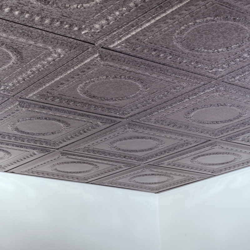 Panneau de plafond décoratif en vinyle FASÄDE Rosette 2 pi x 2 pi, Acier galvanisé