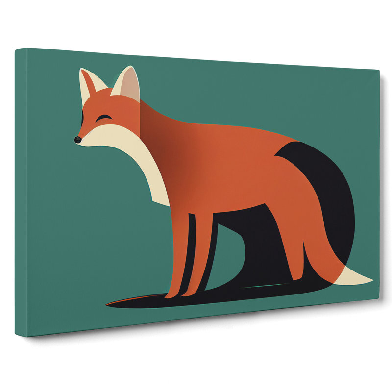A First Rate Abstract Fox - Wrapped Canvas Painting, 50cm H x 76cm W x 3cm D