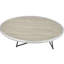 Table basse ovale en chêne gris vieilli et noir, chic industriel pour la vie fonctionnelle grise avec structure en métal