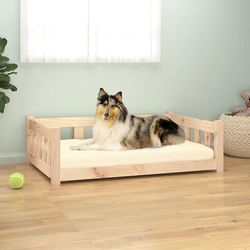  Lit pour chien rectangulaire en bois de pin massif, H 11 po x l 37,6 po x P 25,8 po