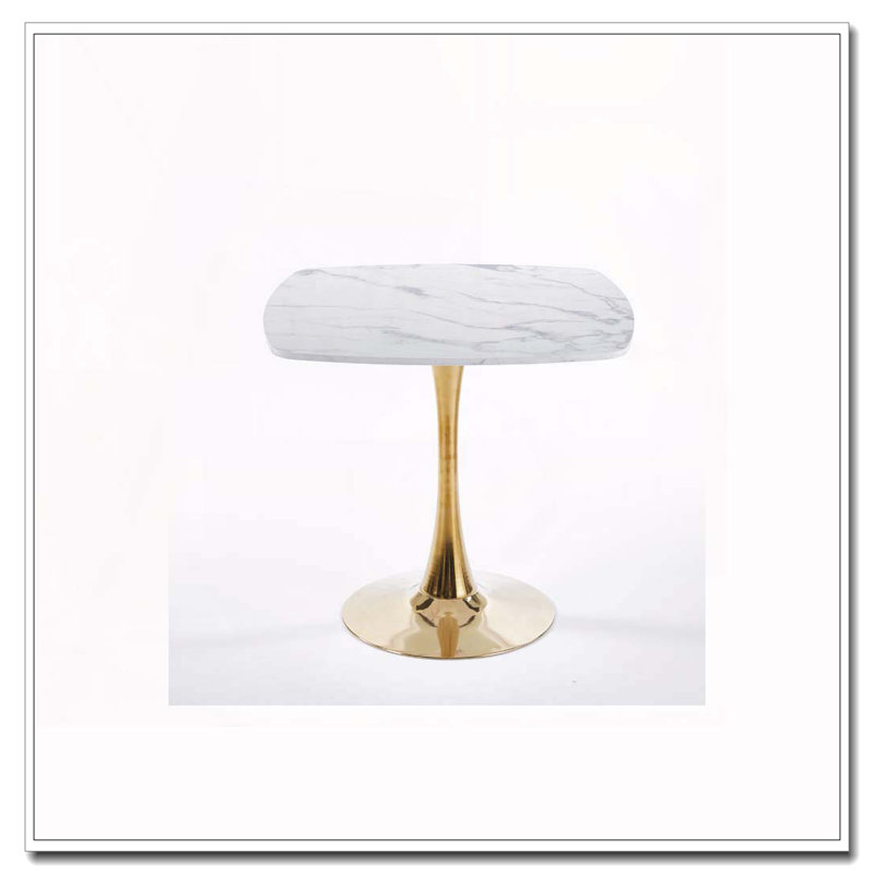Table de salle à manger 31,5 "SquareTulip, H 28,93 po x L 31,5 po x l 31,5 po, Blanc