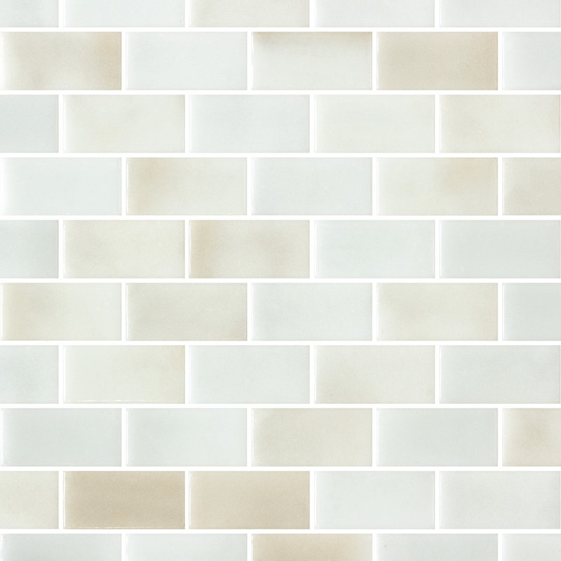 Spectrum Silk Brick 1x2 Recycled Glass Mosaic, Gaia