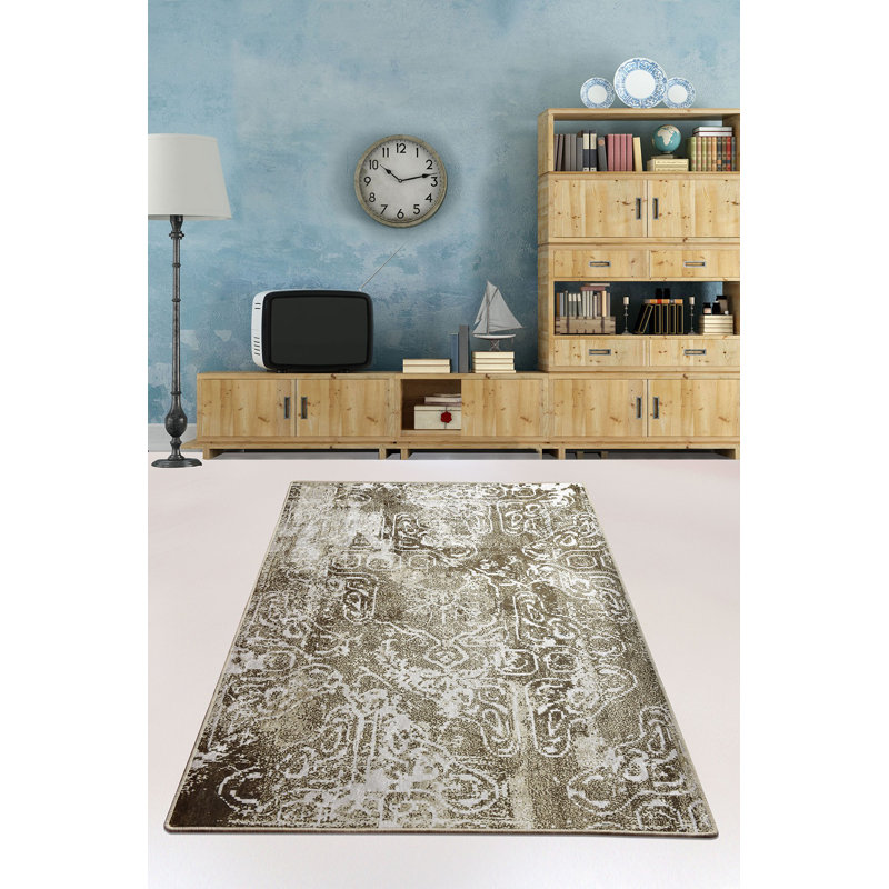 Élégant tapis kaki, 4,6 x 6,2 pi | 100% polyester, hauteur des poils de 0,4 po | Antibactérien, antidérapant, dessous lavable à la machine | Durable et facile à nettoyer, parfait pour les salons et les chambres à coucher, doux et confortable