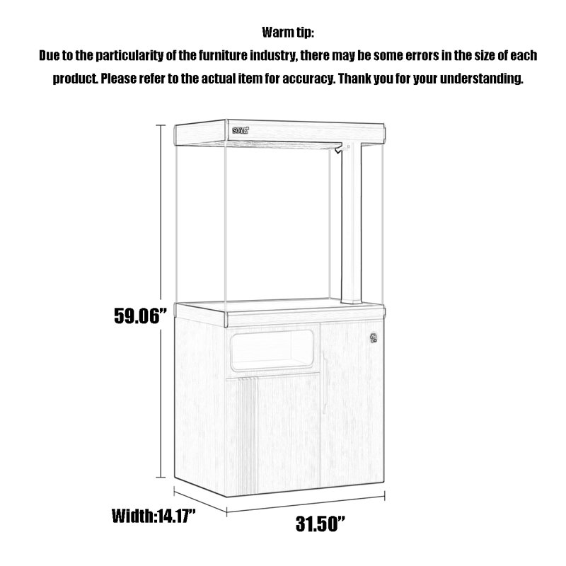 Aquarium intelligent en verre ultra transparent écologique, 39,63 gallons (H 59,06 po x l 31,5 po x P 14,17 po, Gris