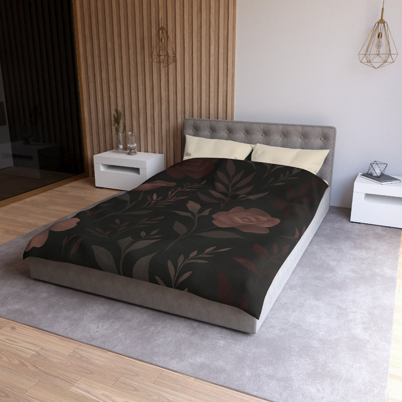 Microfiber Duvet Cover Boho Style, Design 67, Cream, Twin Duvet Cover