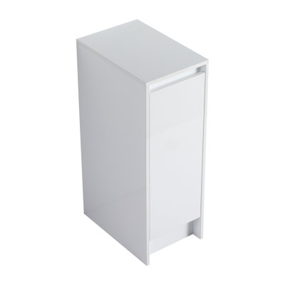 Armoire de rangement autoportante 12 po, portes à fermeture douce, blanc brillant