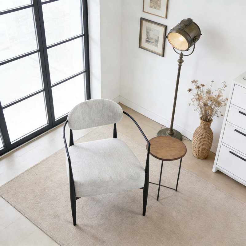 Fauteuil d'appoint moderne rembourré, Beige, noir