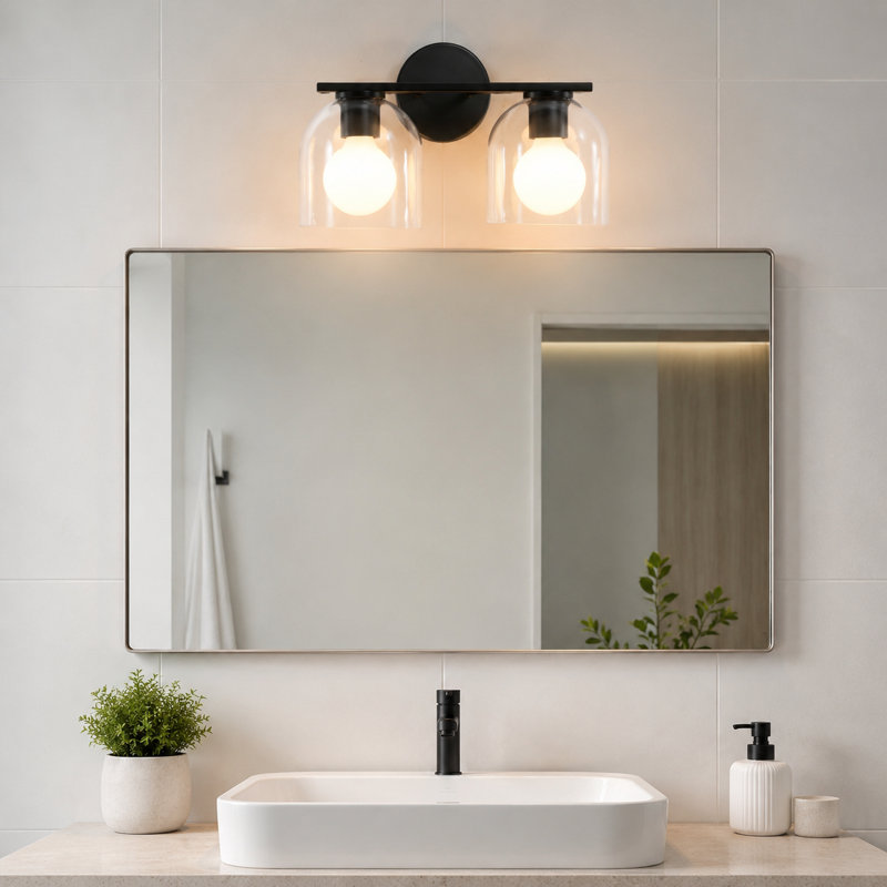 Éclairage de salle de bain à intensité variable 3 lumières Kaarlo , Noir mat, 14.17" Width