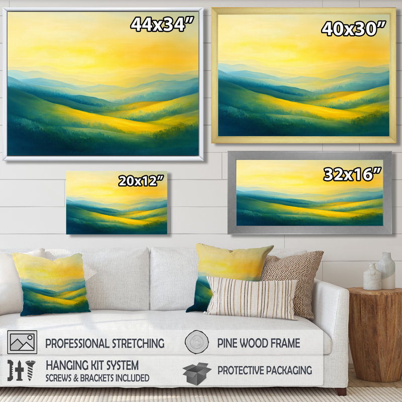 «Rolling Hills At Dawn II», campagne, Cadre simple, Noir, noir, noir, noir, H 12 po x l 20 po