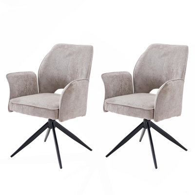 Fabric Dining Chair Set Of 2 Modern Soft Cushioned Rotating Dining Chairs, Comfortable Backrest Armchair, Kitchen/Living Room/Home Office Wheelchair