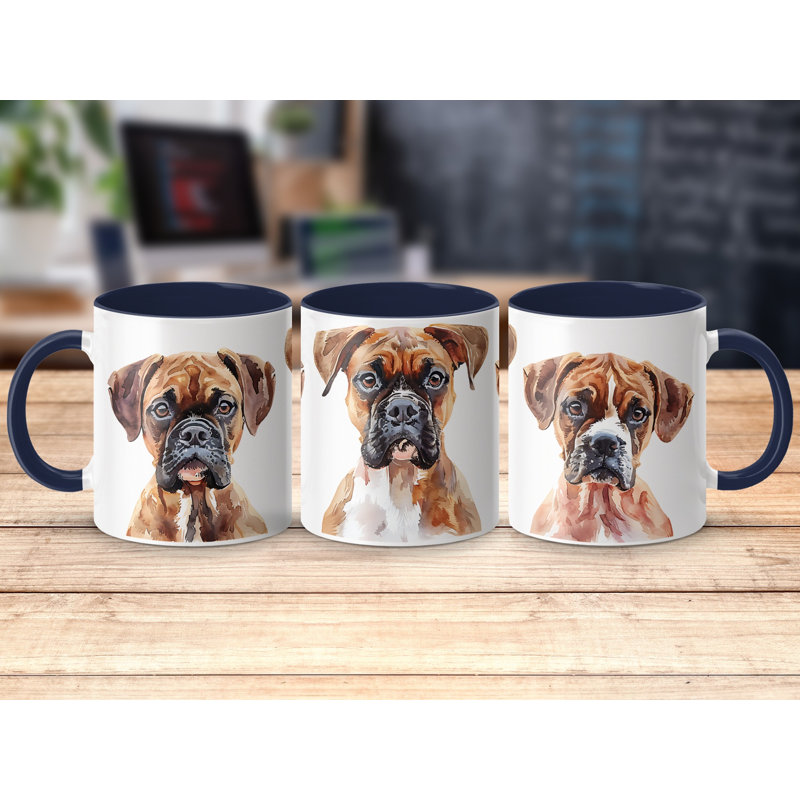 Shetland Sheepdog Watercolor Design 11oz Coffee Mug, 2, Navy