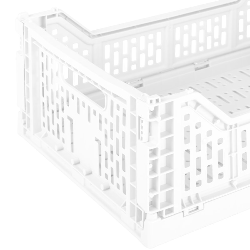 Simplify Plastic Crate, White, 5.71" H x 15.75" W x 11.81" L