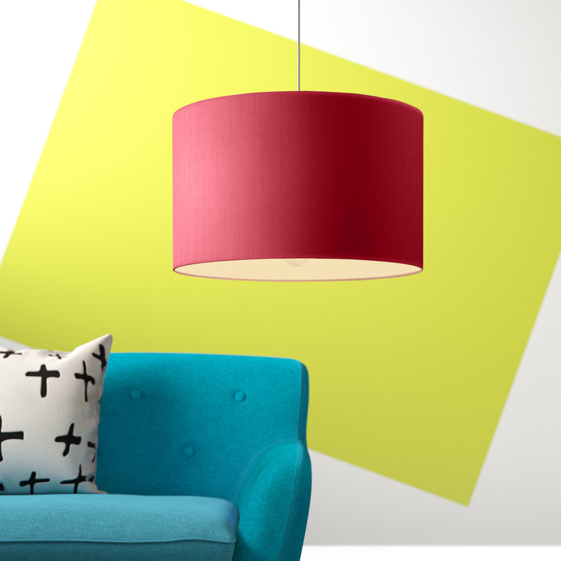 Polyester Drum Lamp Shade ( Screw On ), White, 20cm H x 25cm W x 25cm D