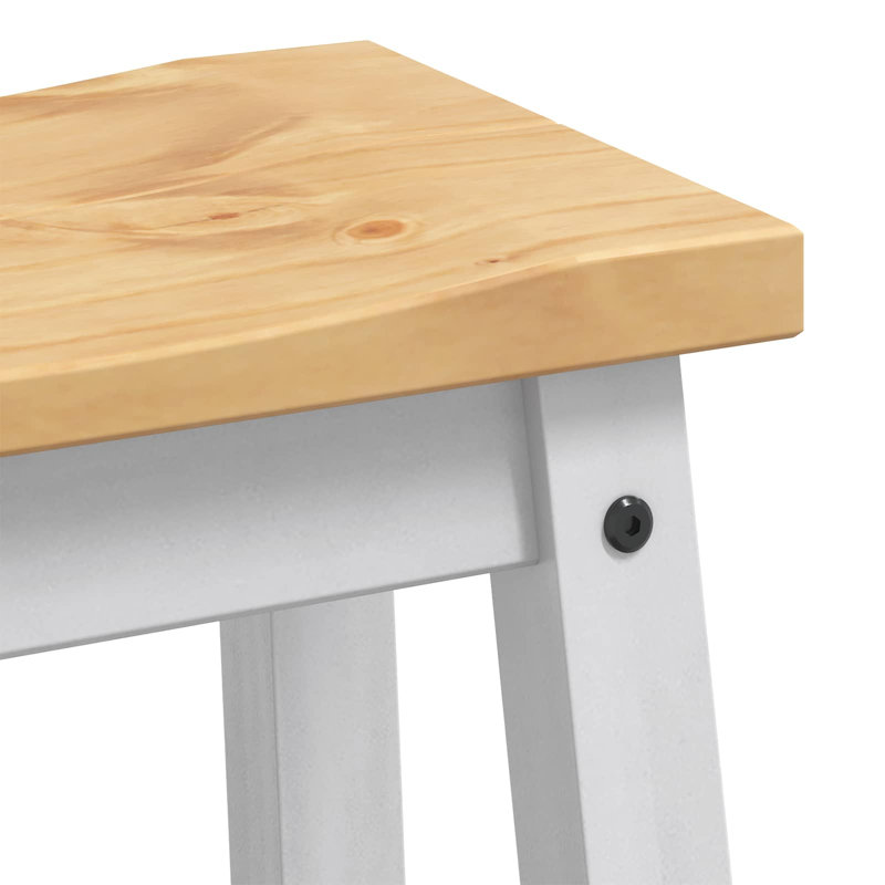 Counter Stool with Solid Wood Frame, Natural/White