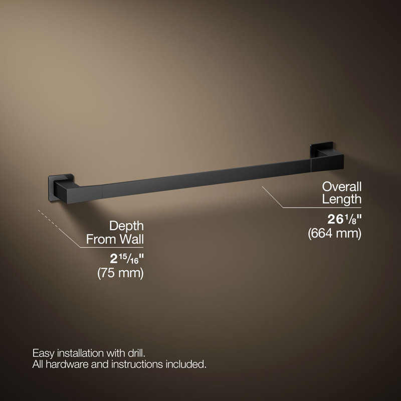 Honesty Towel Bar, Matte Black, 24"W