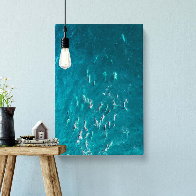 Many Dolphin In Abstract - Wrapped Canvas, 76cm H x 50cm W x 3cm D