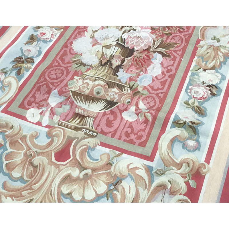 Chemin de table rose et bleu noué à la main de haute qualité