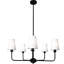 5-Light Black Chandelier with White Fabric Shades – Adjustable Pendant Lighting for Dining Room, Bedroom & Living Room-1093347068