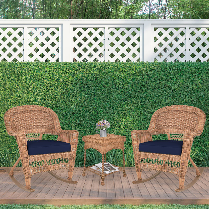 Starner 2 - Person Patio Conversation Set with Cushions, Honey, Blue