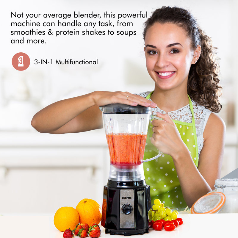 Geepas Food Jug Blender with Jar, Black
