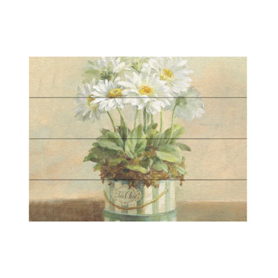 Danhui Nai Tres Chic Daisies Wood Slat Art