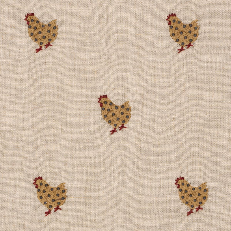 Betsy's Chicken Embroidery Fabric, Natural