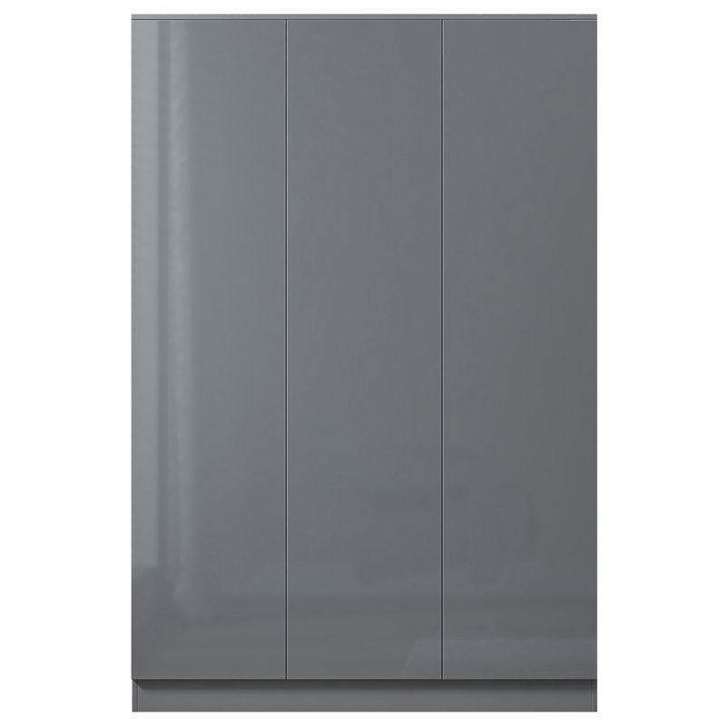 Warren 3 Door Wardrobe - High Gloss Front. Soft-Close Hinged Doors. Modern No-Handle Push-to-Open Feature