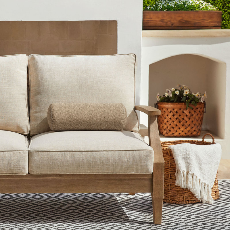  Housse et insert de coussin en polyester pour l'intérieur et l'extérieur, Neige, H 6 po x l 16 po