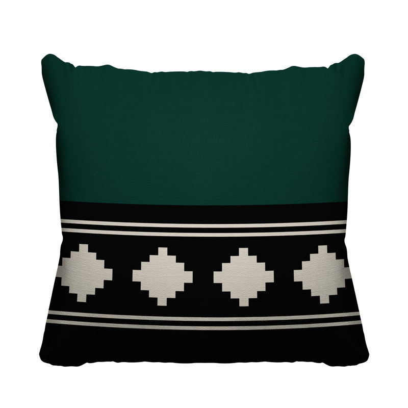 Coussin intérieur / extérieur Ector Southwestern, L 17 po x H 17 po, Émeraude