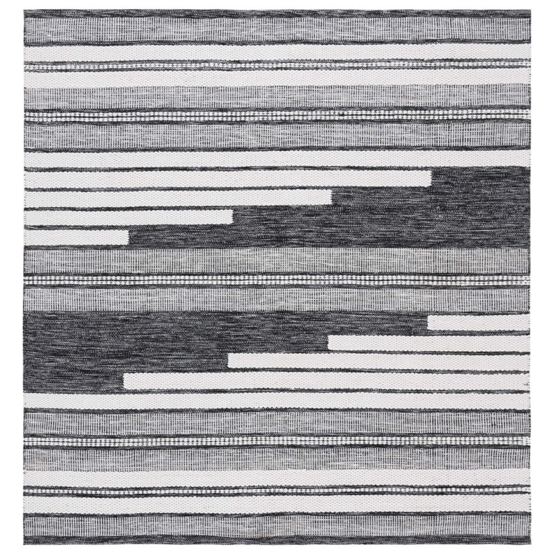 Kilim Hand Woven Performance Striped Rug, Square 6'