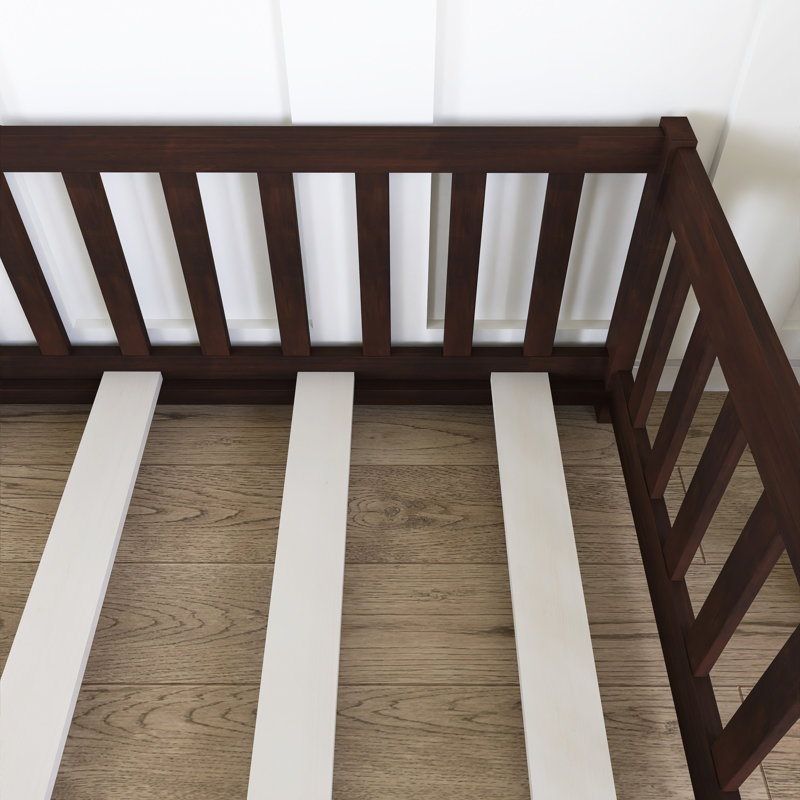 Lit simple en bois avec garde-corps, Espresso