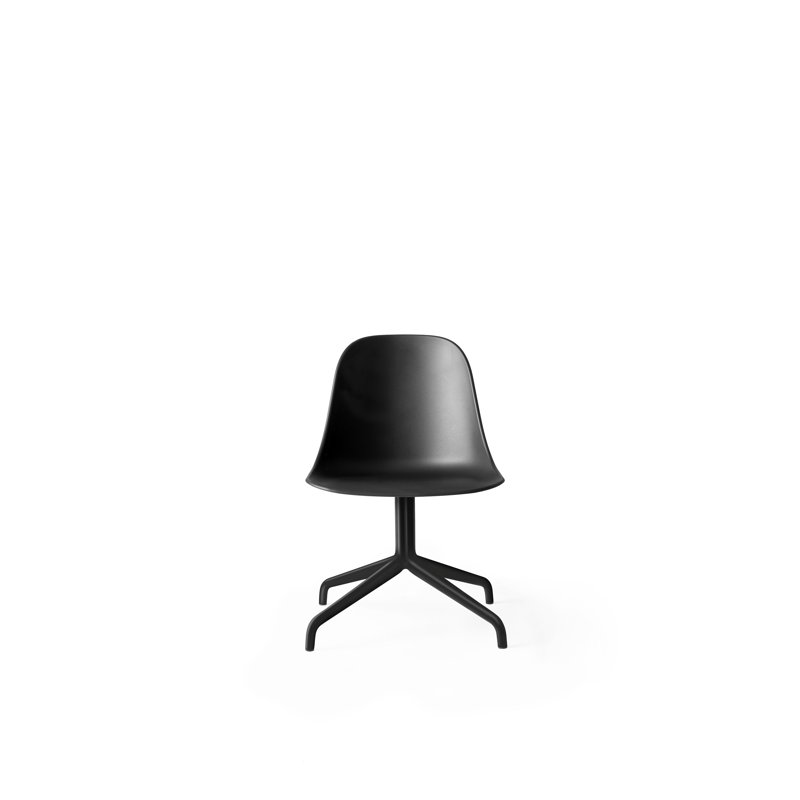 Harbour Swivel Task Chair, Dakar 0842 Black Genuine Leather, Polished Aluminum
