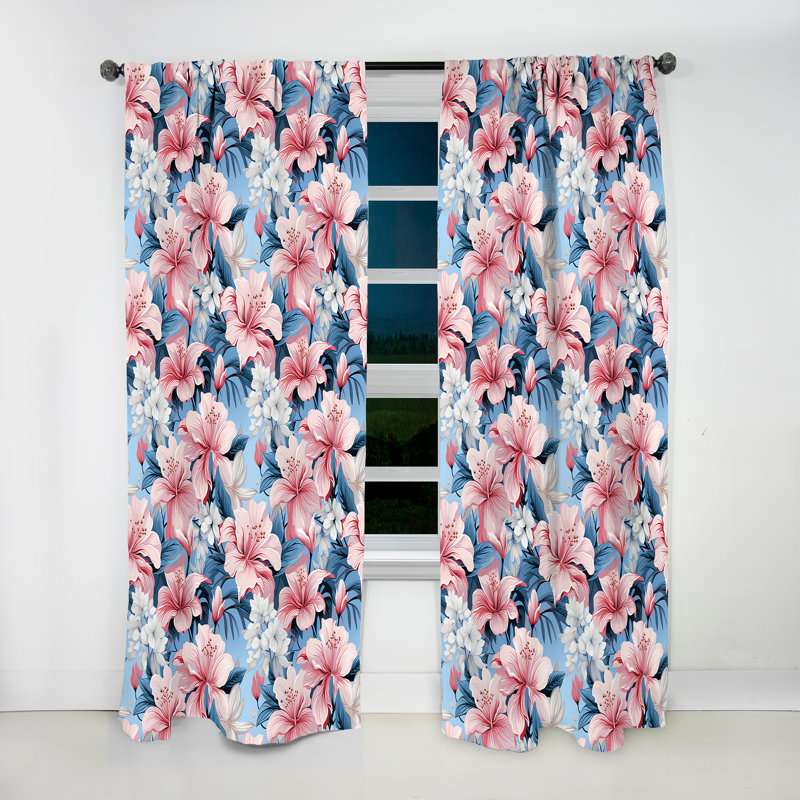 Motif tropical Tranquil Flora - rideau tropical - obscurcissant velours - 1 panneau, L 52 po x L 63 po