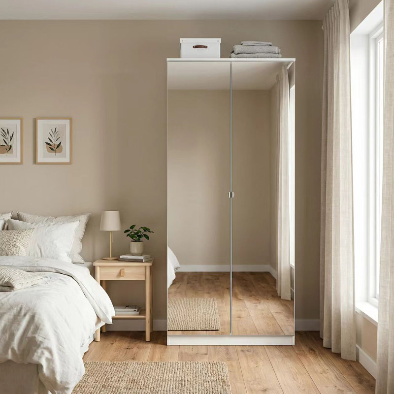 Armoire à miroir blanche avec 2 tiroirs