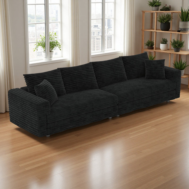Canapé 102,4 po en velours côtelé 102,4 po, canapé rembourré moderne et confortable, sièges profonds avec coussins moelleux