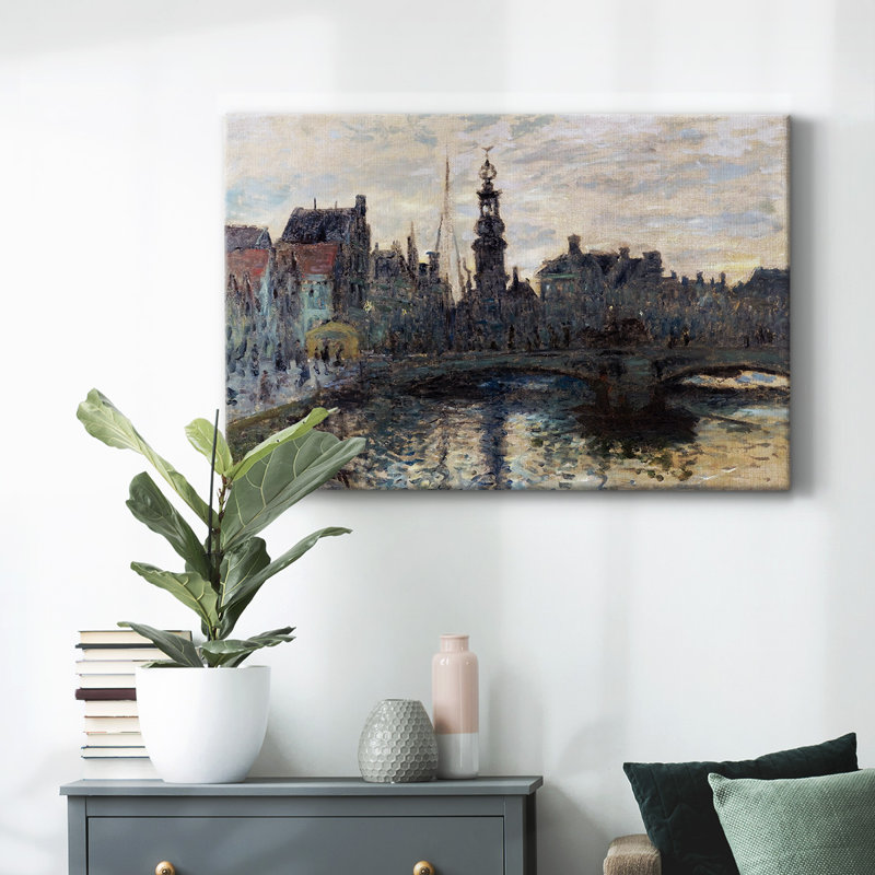 Le pont à Amsterdam, 1874 - Toile tendue avec châssis, H 12 po x l 18 po
