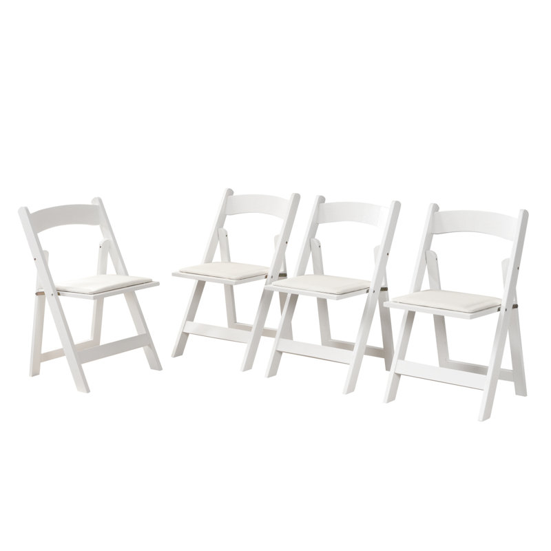 Chaises pliantes rembourrées en bois Dulcina, Blanc