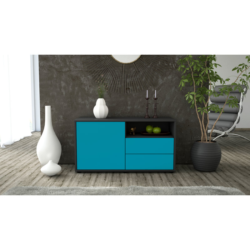 Tre 92 cm W Chest of 2 Drawers, Black/Dark blue