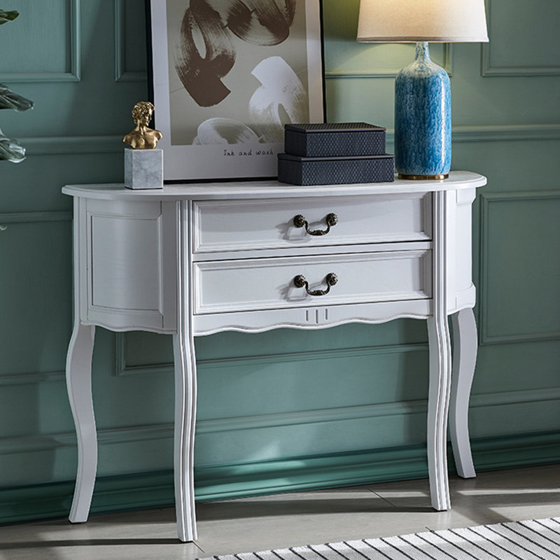 American-style simple console table, 34.6" H x 47.2" W x 14.2" D, White