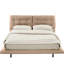 Cadre de lit flottant rembourré kaki de grande taille, cuir d'unité centrale avec conception à boutons, sans sommier, lattes, facile à monter, lumières DEL à télécommande pour cadre de chambre à coucher, lit, six couleurs-451874283