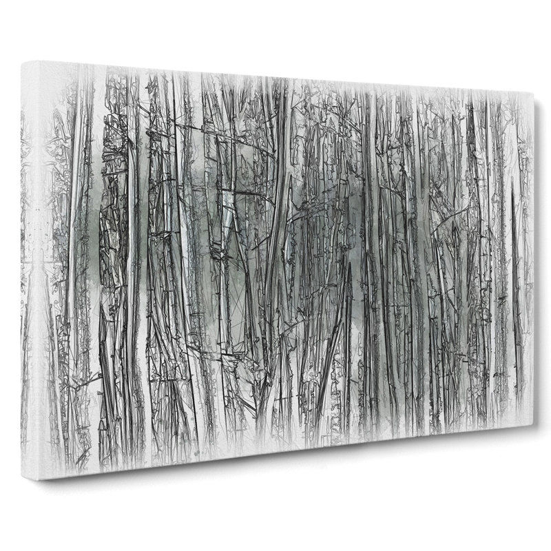 Forest Woodland Sketch - Wrapped Canvas Print, 60cm H x 91cm W x 3cm D