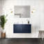 36 po L x P 22 po. Meuble-lavabo bleu avec plateau en marbre et miroir à DEL - Armoire de rangement spacieuse, résistante aux égratignures, avec porte