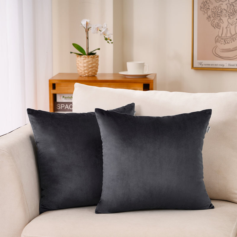 Plain Velvet Pillow Covers Velvet Pillow Cover, Black, 20" H x 20" W